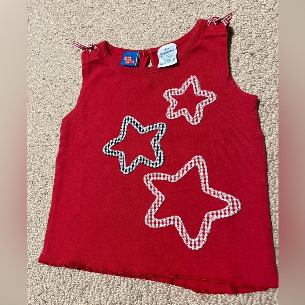 Red tank with red and blue stars size 12M